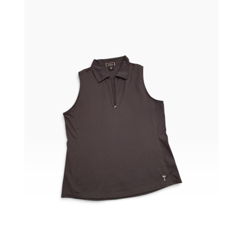 Golftini Womens Sleeveless Golf Shirt Charcoal Grey Quarter Zip Polo Size XL